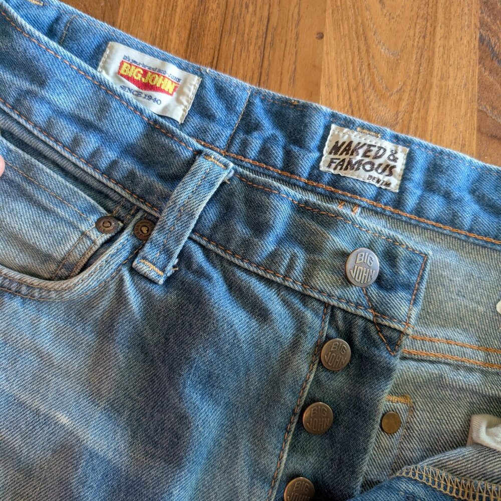 Naked & Famous Big John Rockin' Jelly Bean 30x32 Super Skinny Guy Selvedge Jeans